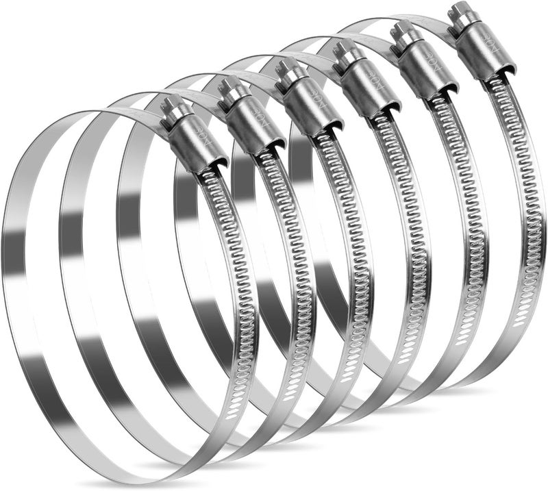 Gudui 6 Pcs 4.5 Inch Hose Clamps Stainless Steel Duct Clamps Dryer Vent Hose Clamp Large Adjustable Worm Gear Clamps for Air Ducting Plumbing Automotive - Image 1